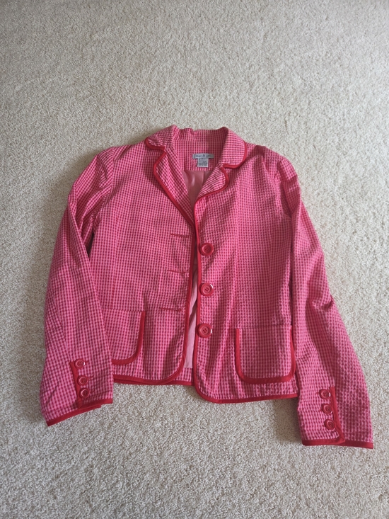 mac & jac Jackets & Blazers - mac & jac Pink Gingham Blazer Jacket